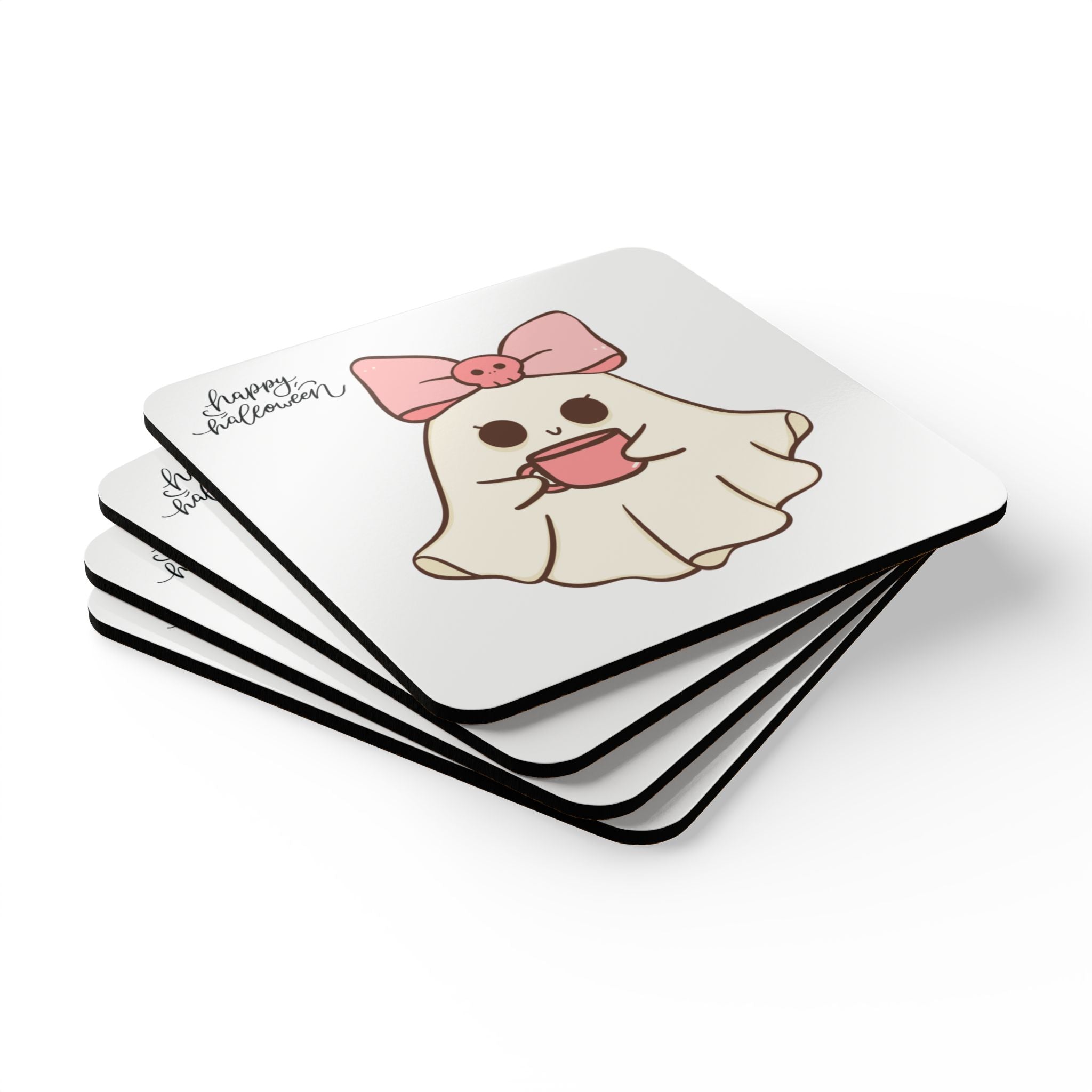 Halloween Ghost Coaster Set, Cute Coasters for Fall Decor, Funny Halloween Gift, Witchy Home Decor, Unique Kitchen Accessories