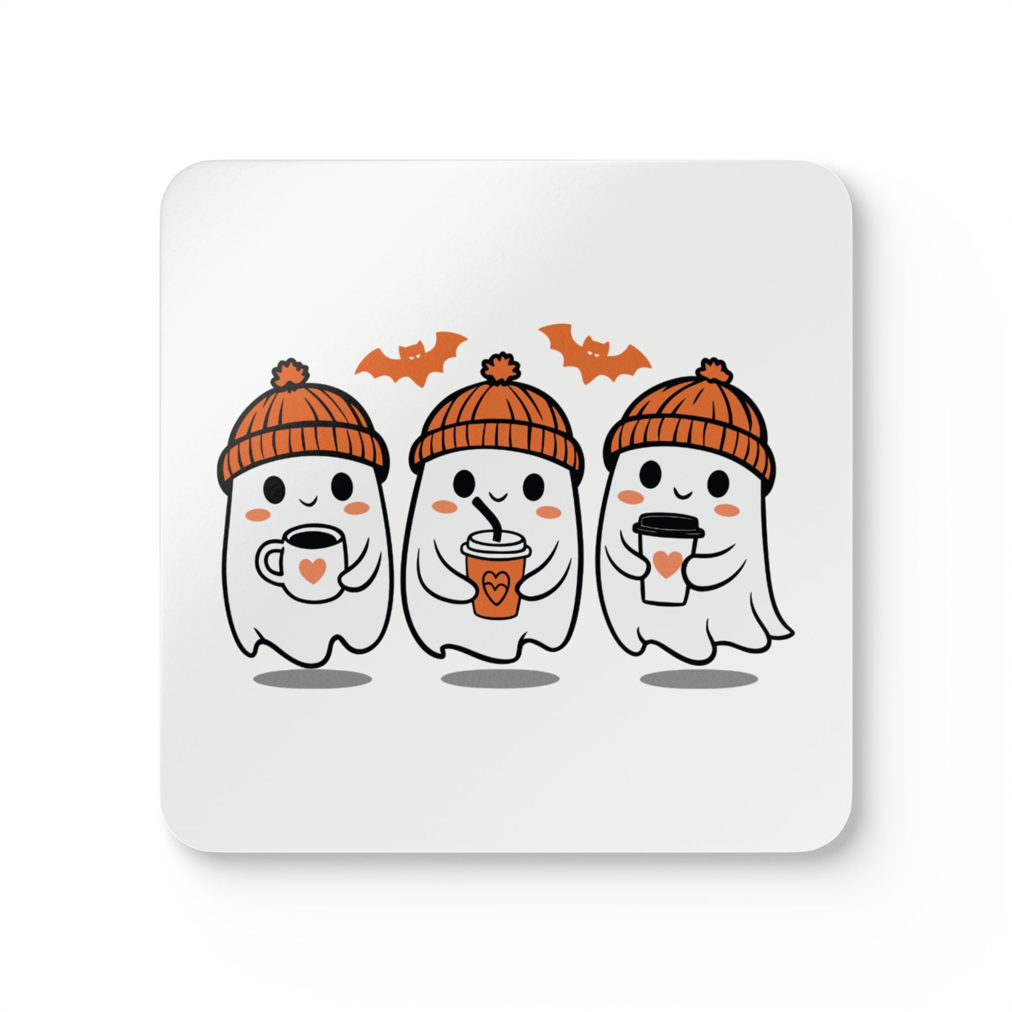 Ghost-Themed Coaster Set, Halloween Decor, Cute Drink Coasters, Party Accessories, Gift for Fall Gatherings, Kitchen Decor
