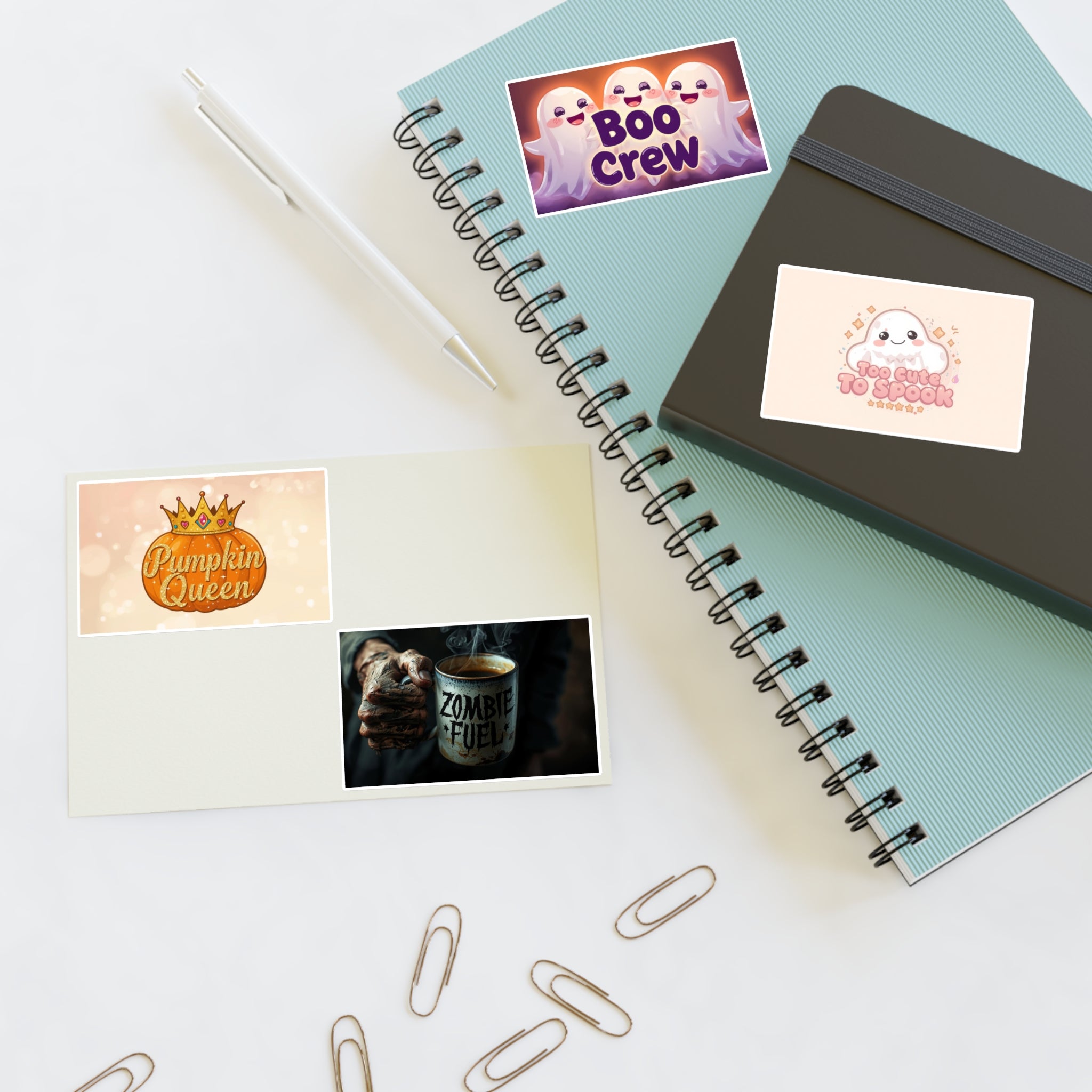 Halloween Sticker Sheets, Cute Ghost Stickers, Boo Crew Decor, Pumpkin Queen Art, Ghoul Fuel Party Decor, Witch's Brew Fun