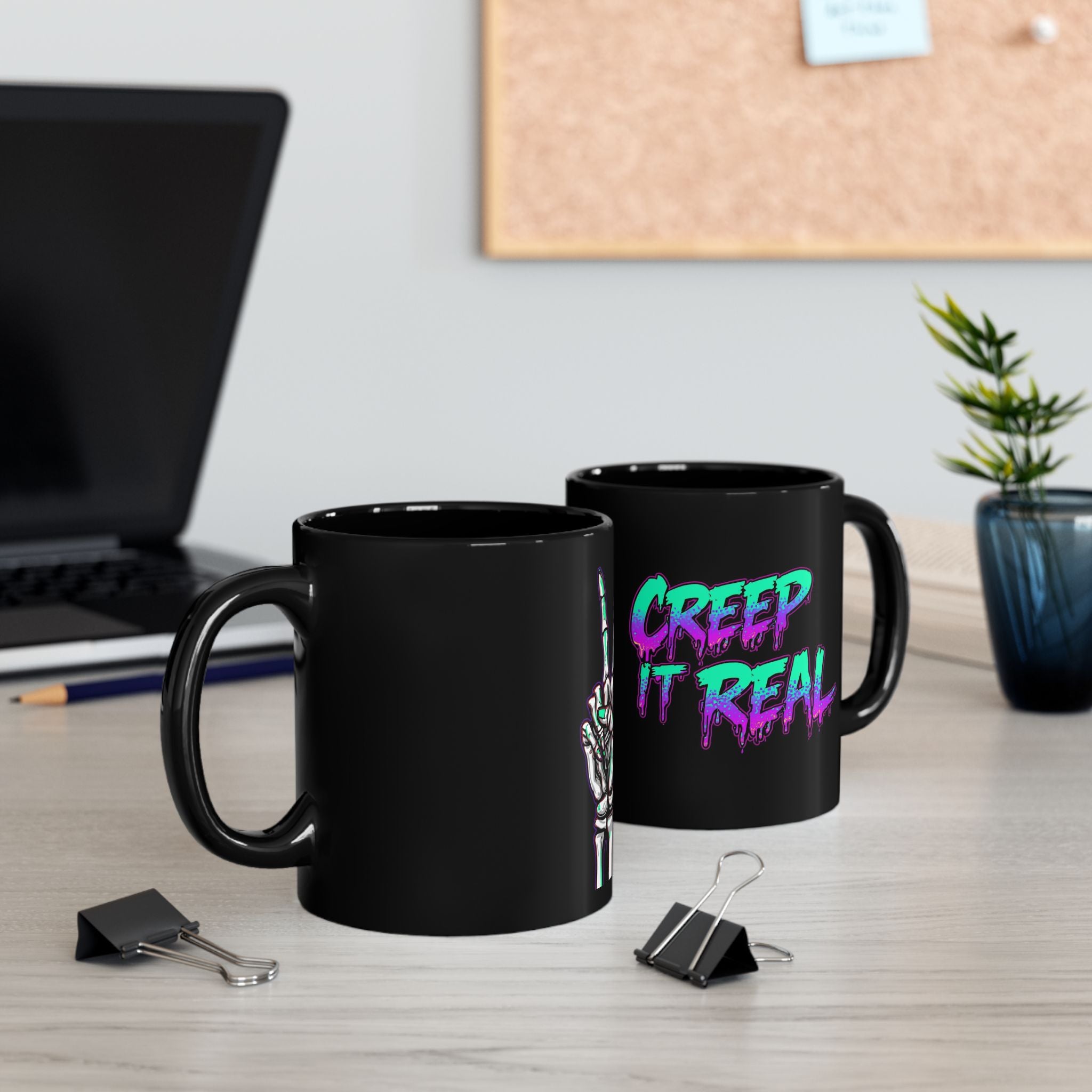 Cool Graphic Mug with Creep It Real Design, Perfect for Halloween, Coffee Lovers, Gift for Friends, Unique Art Mug, Quote Mug