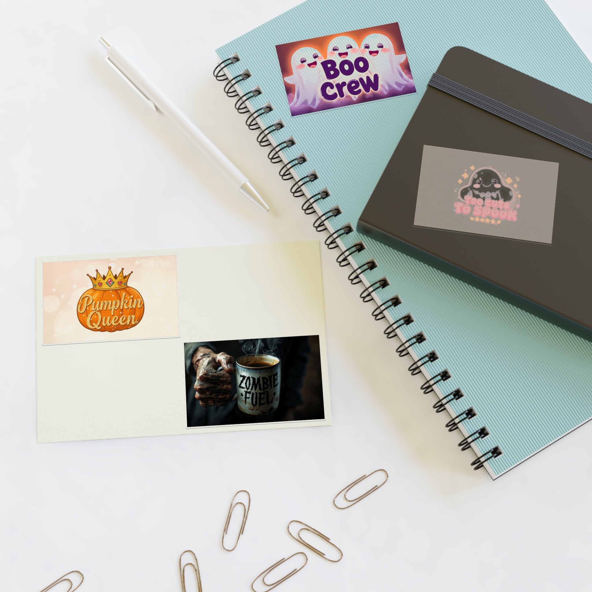 Halloween Sticker Sheets, Cute Ghost Stickers, Boo Crew Decor, Pumpkin Queen Art, Ghoul Fuel Party Decor, Witch's Brew Fun
