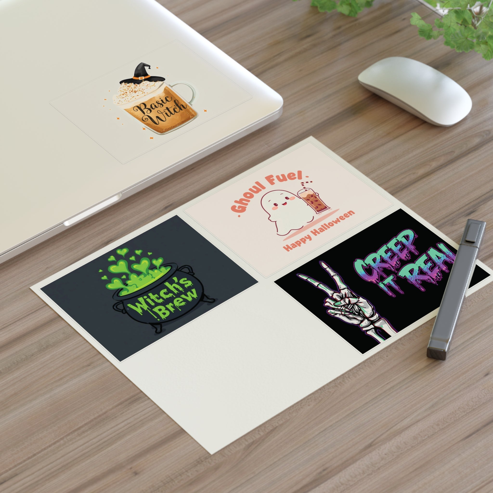 Sticker Sheets - Halloween Witch's Brew, Ghoul Fuel, Basic Witch, Creep It Real | Spooky Decor, Party Favors