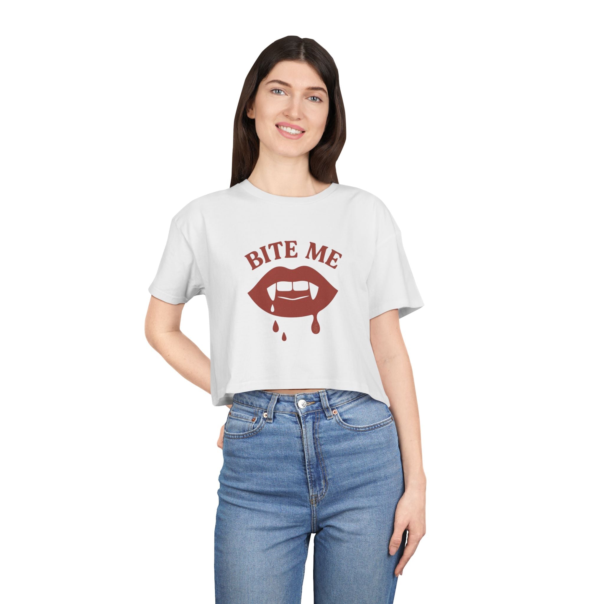 Bite Me Vampire Design-  Women's Crop Tee -  Halloween Style