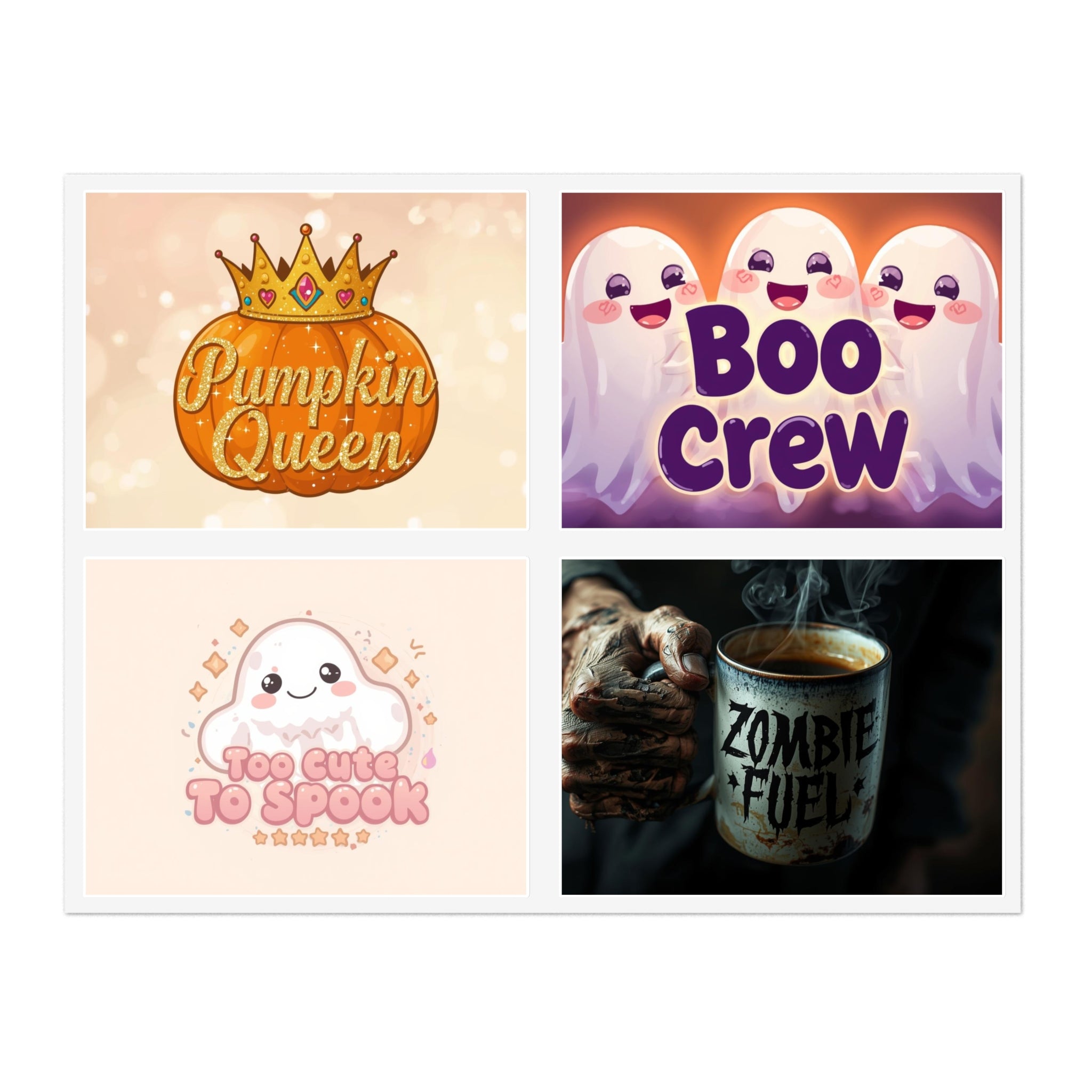 Halloween Sticker Sheets, Cute Ghost Stickers, Boo Crew Decor, Pumpkin Queen Art, Ghoul Fuel Party Decor, Witch's Brew Fun