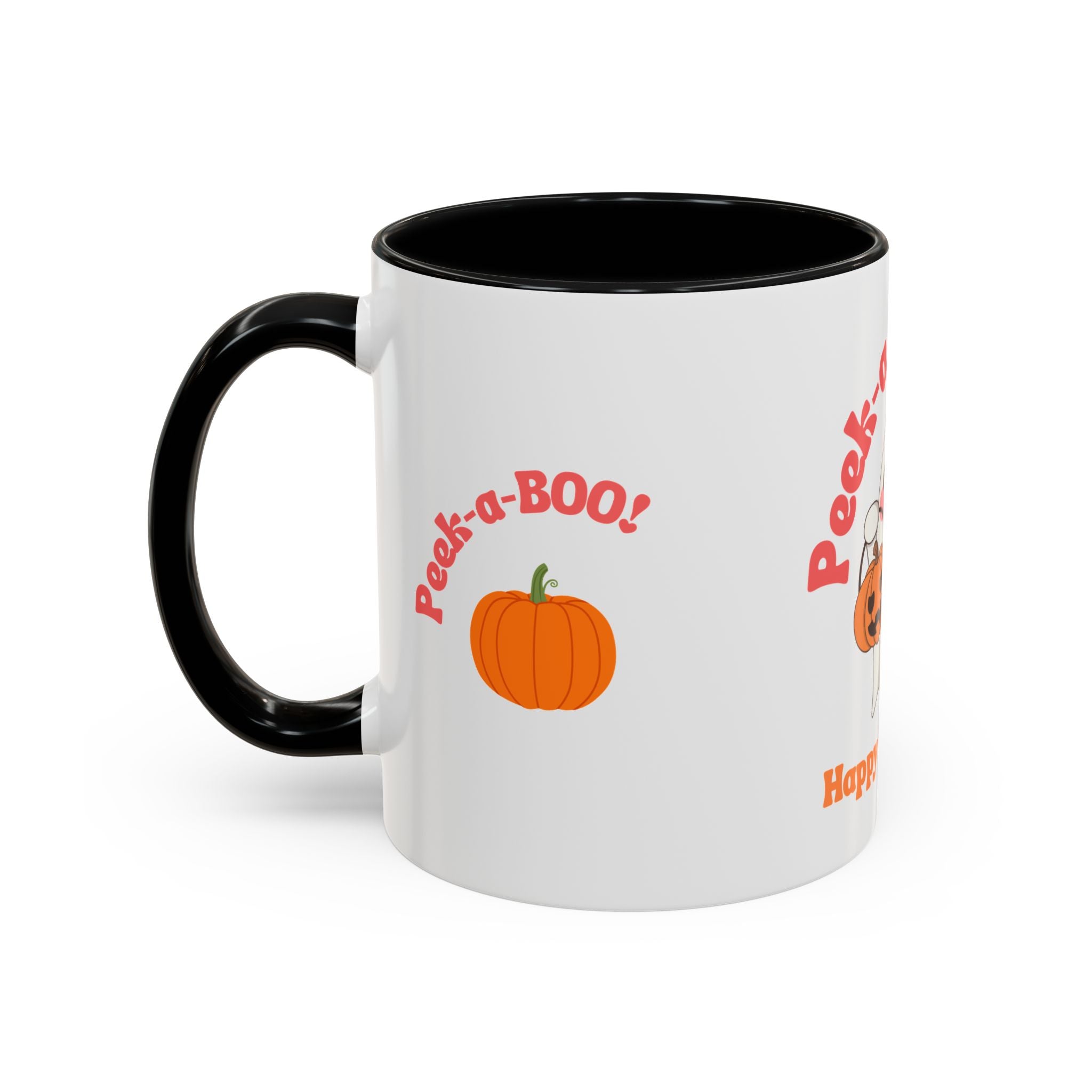 Halloween Ghost Coffee Mug - Peek-a-Boo Design, Spooky Drinkware, October Gift, Cute Mug for Coffee Lovers, Fall Decor