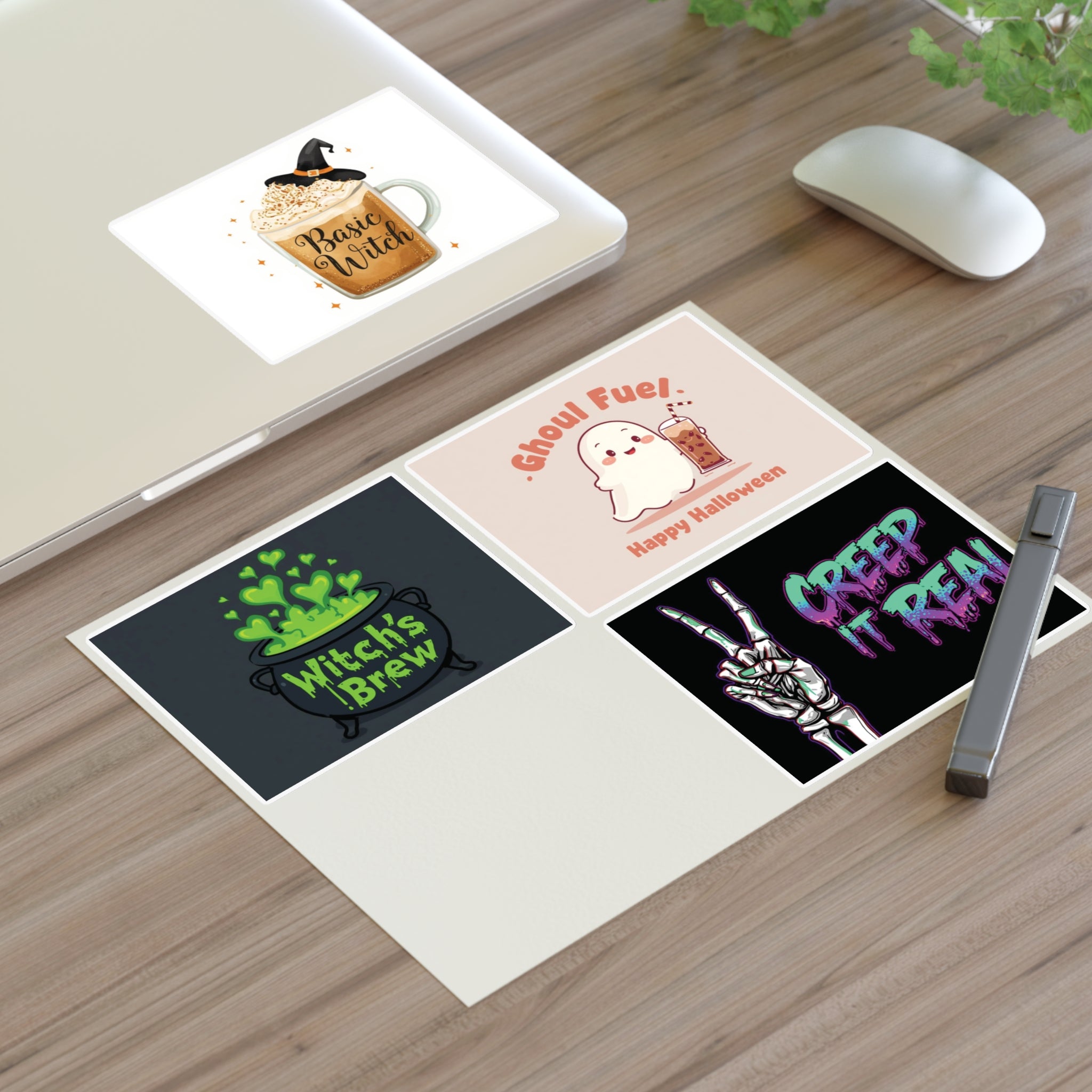 Sticker Sheets - Halloween Witch's Brew, Ghoul Fuel, Basic Witch, Creep It Real | Spooky Decor, Party Favors