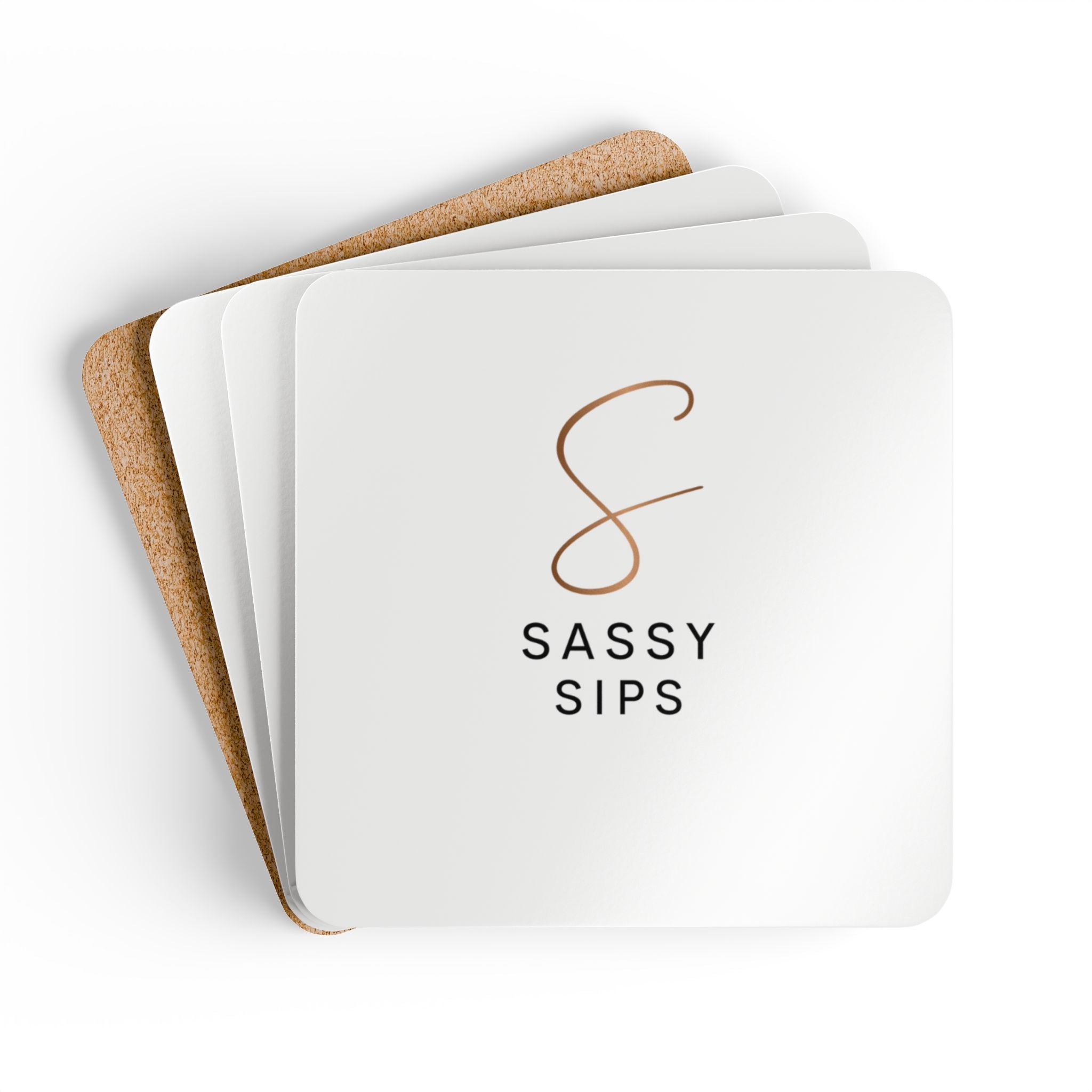 Stylish Cork Coaster Set | Rustic Home Decor, Unique Gift for Homeowners, Barware Essentials, Housewarming Present, Sassy Sips Coasters