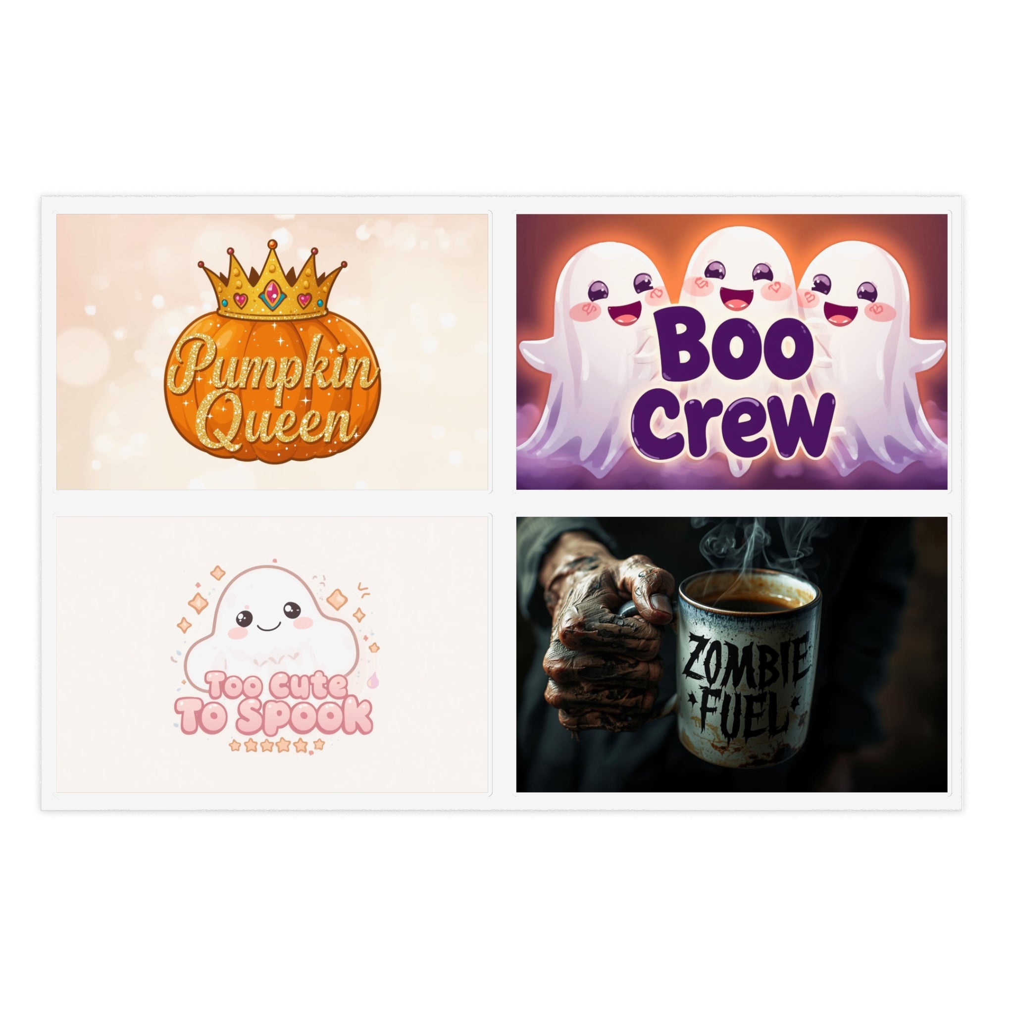 Halloween Sticker Sheets, Cute Ghost Stickers, Boo Crew Decor, Pumpkin Queen Art, Ghoul Fuel Party Decor, Witch's Brew Fun