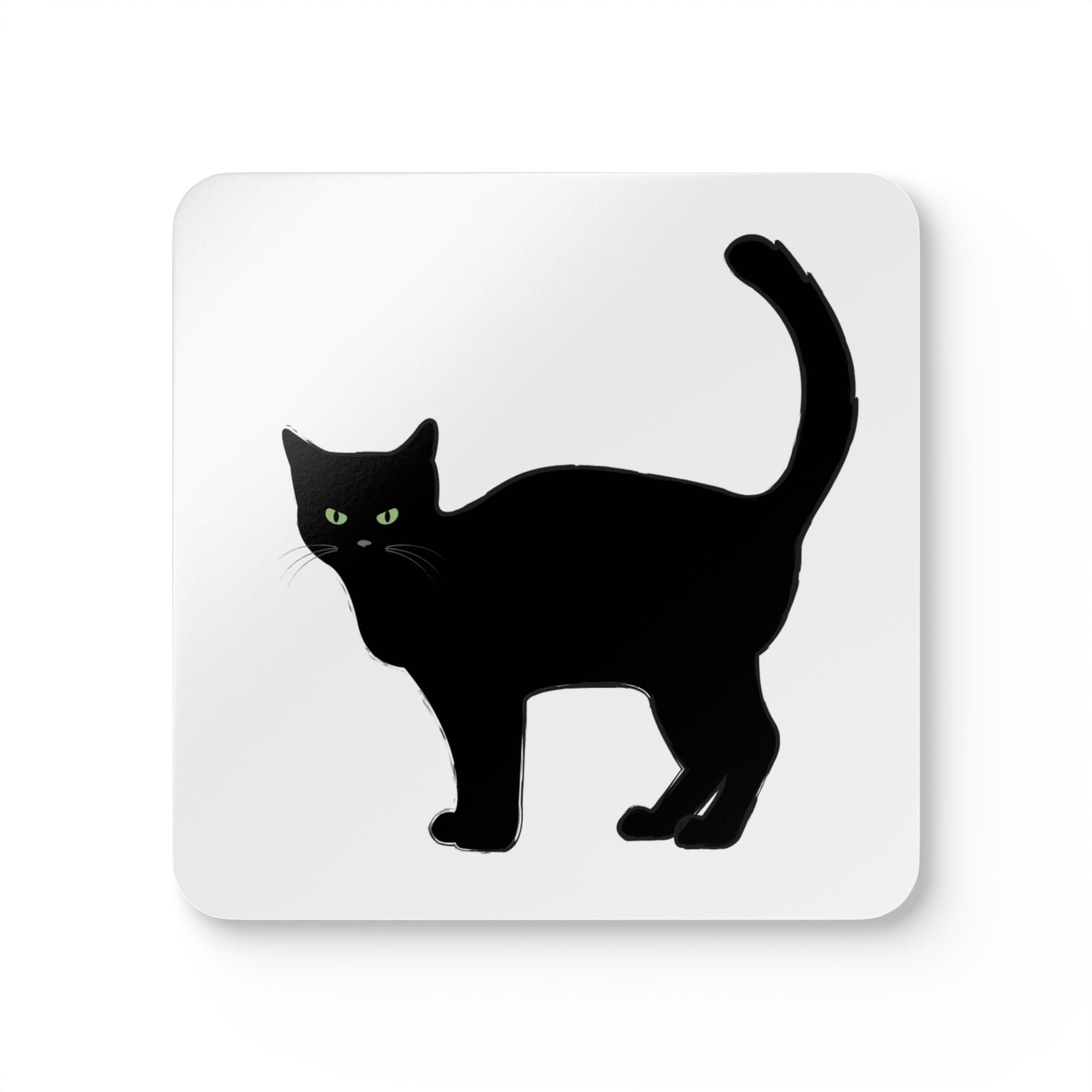 Black Cat Corkwood Coaster Set, Perfect for Cat Lovers, Home Décor, Halloween Party, Gift for Cat Owners, Eco-Friendly Coasters