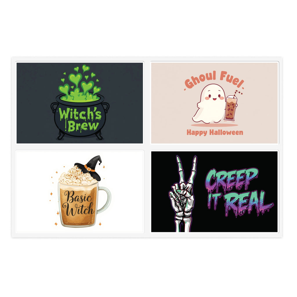 Sticker Sheets - Halloween Witch's Brew, Ghoul Fuel, Basic Witch, Creep It Real | Spooky Decor, Party Favors