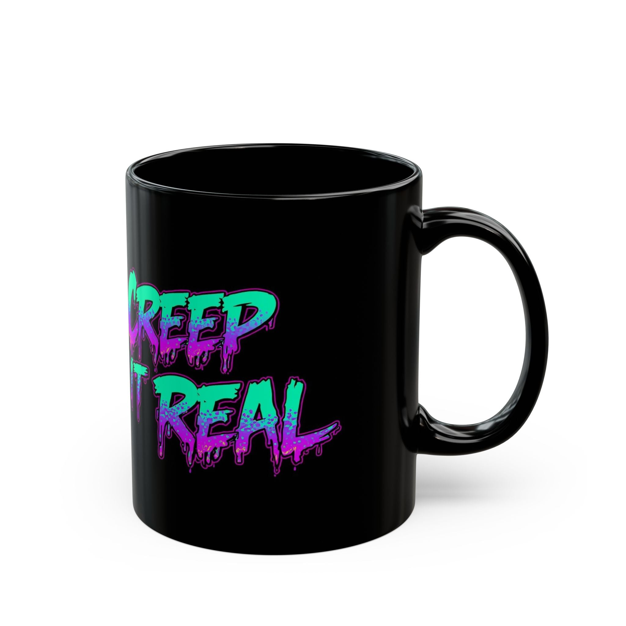 Cool Graphic Mug with Creep It Real Design, Perfect for Halloween, Coffee Lovers, Gift for Friends, Unique Art Mug, Quote Mug