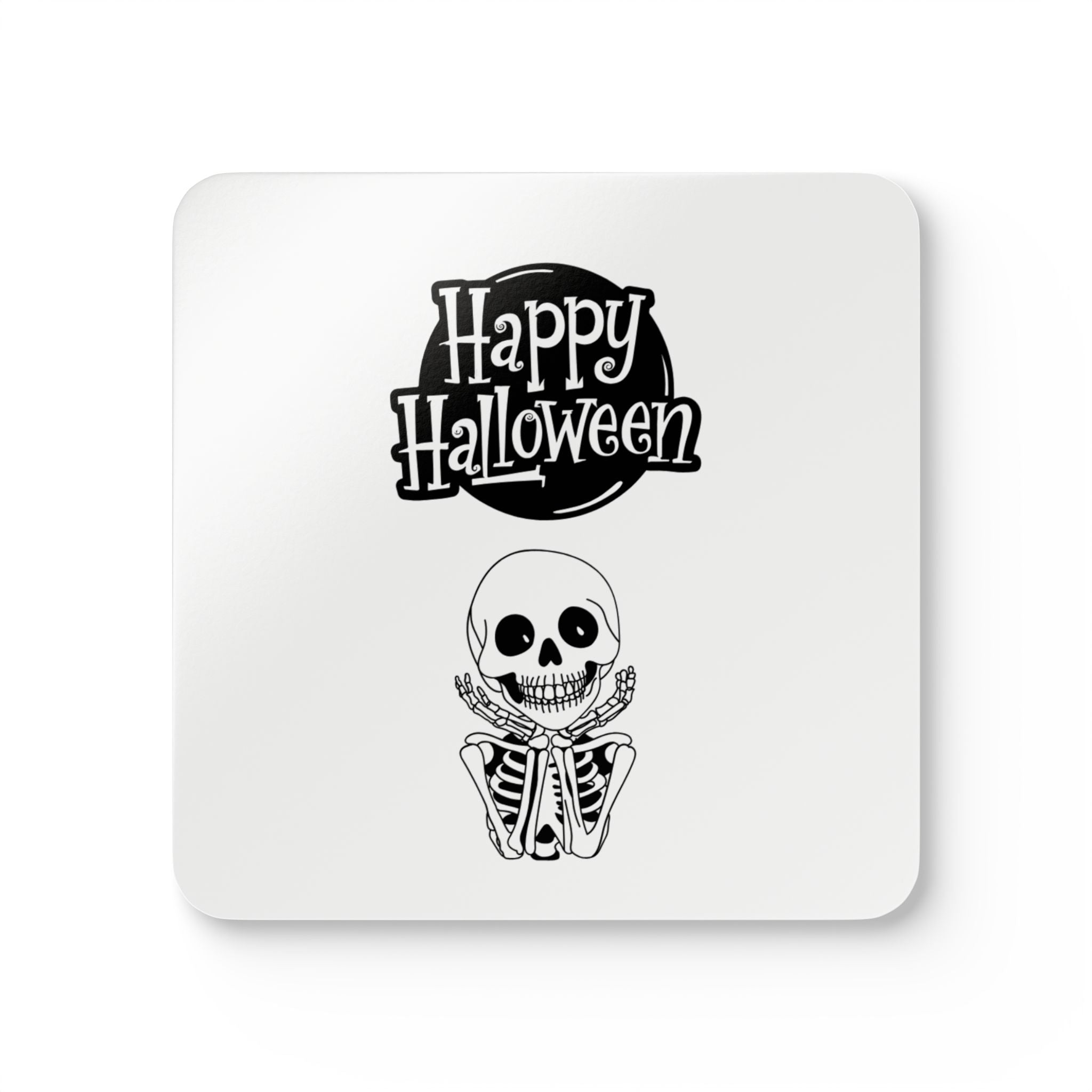 Happy Halloween Corkwood Coaster Set, Halloween Decor, Fall Tableware, Spooky Home Accessories, Unique Gift, Autumn Decorations