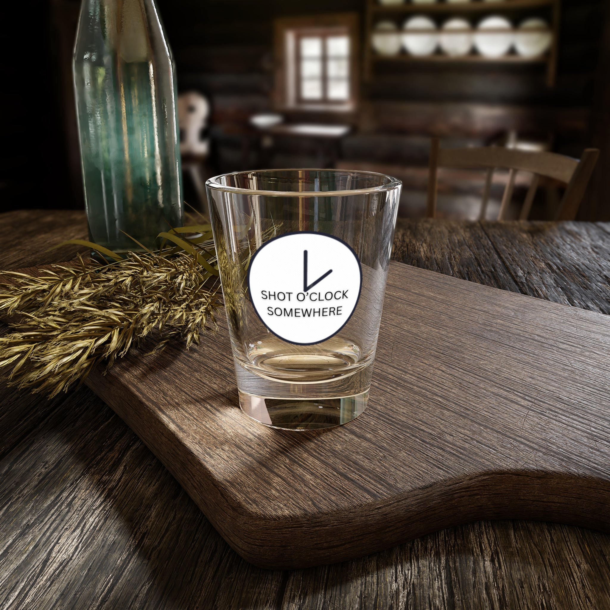 Shot Glass, 1.5oz "Shot O'Clock Somewhere" | Fun Party Favor, Gift for Friends, Home Bar Decor, Cocktail Lover's Essential