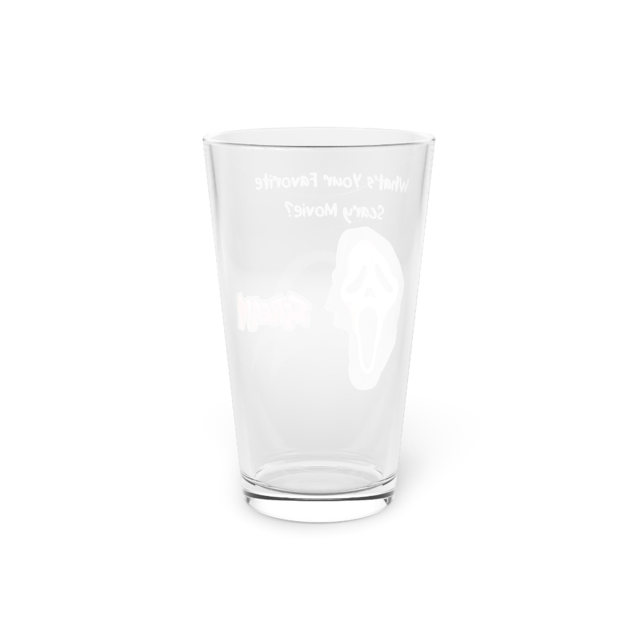 Scream Halloween-Themed Pint Glass, Scary Movie Lover's Gift, Ghost Face Scream Glass, Unique Barware, Fun Party Drinkware