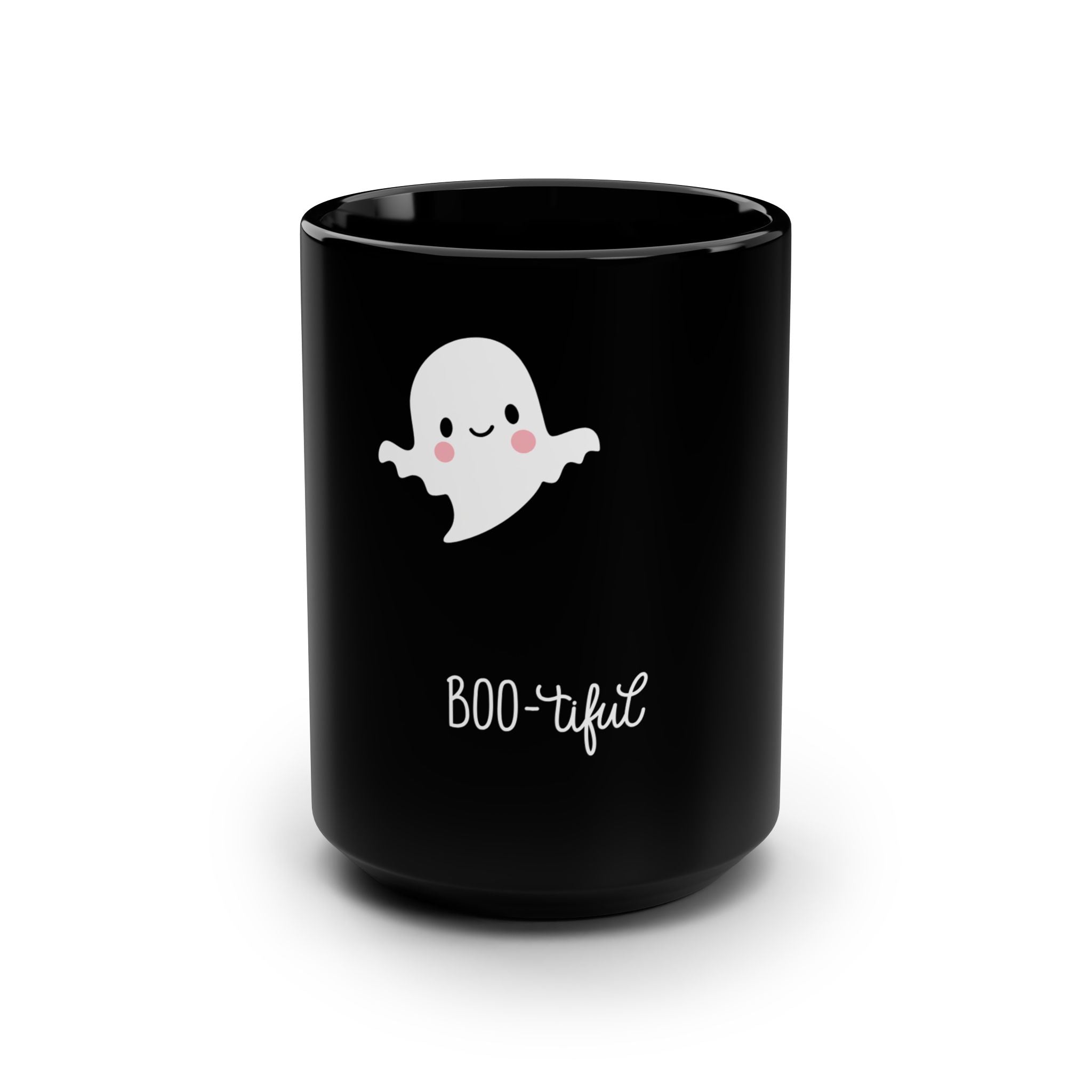 Boo-tiful Ghost Mug, 15oz Halloween Coffee Cup, Ghost Design Mug, Cute Halloween Drinkware, Spooky Gift for Halloween Lovers