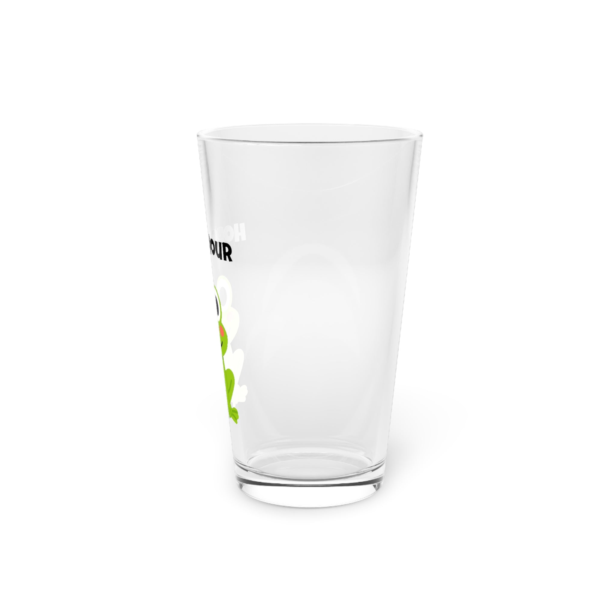 Hoppy Hour Pint Glass, Fun Frog Design Beer Glass, 16oz Drinking Glass, Perfect for Parties, Gifts for Beer Lovers, Barware, Funny Drinkware