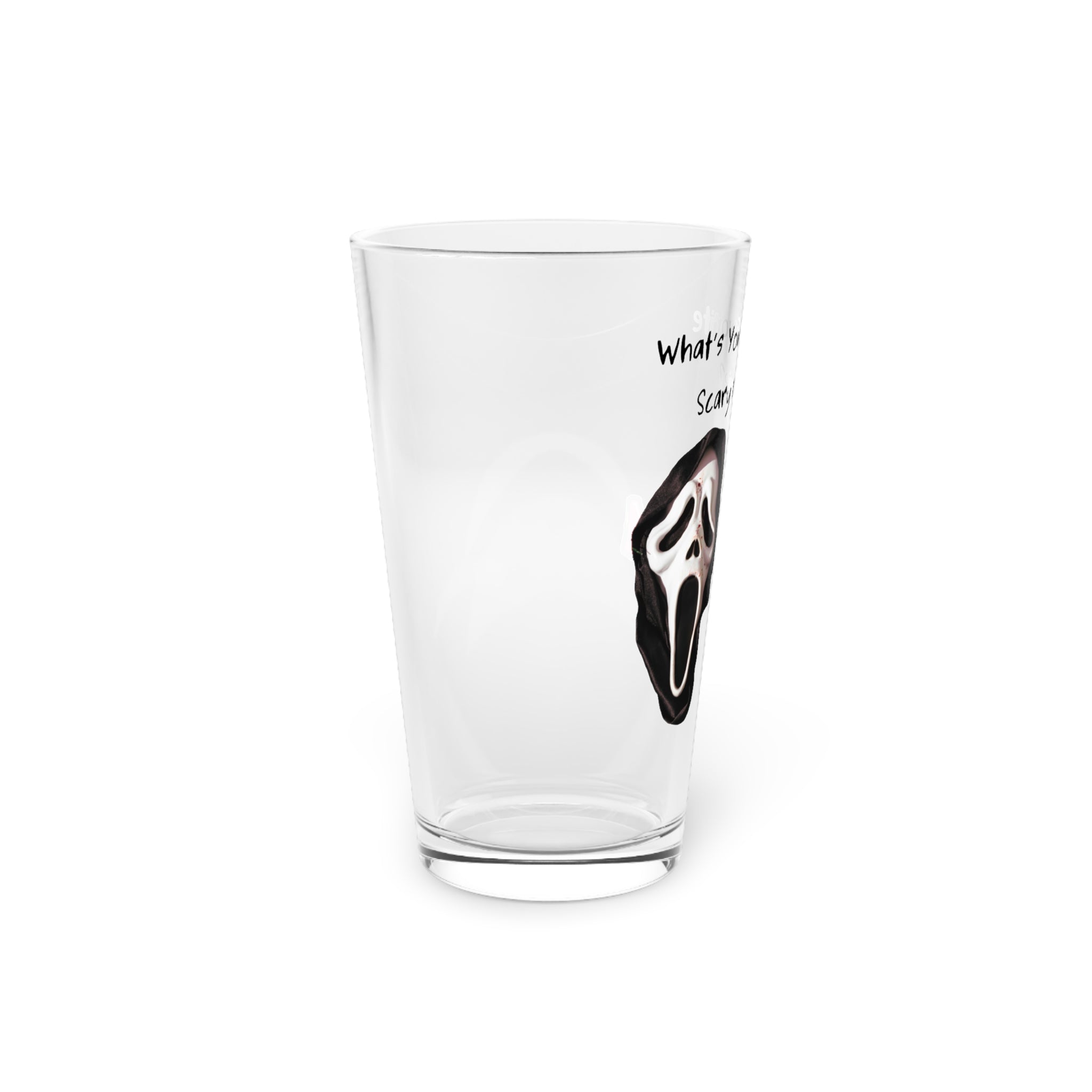 Scream Halloween-Themed Pint Glass, Scary Movie Lover's Gift, Ghost Face Scream Glass, Unique Barware, Fun Party Drinkware