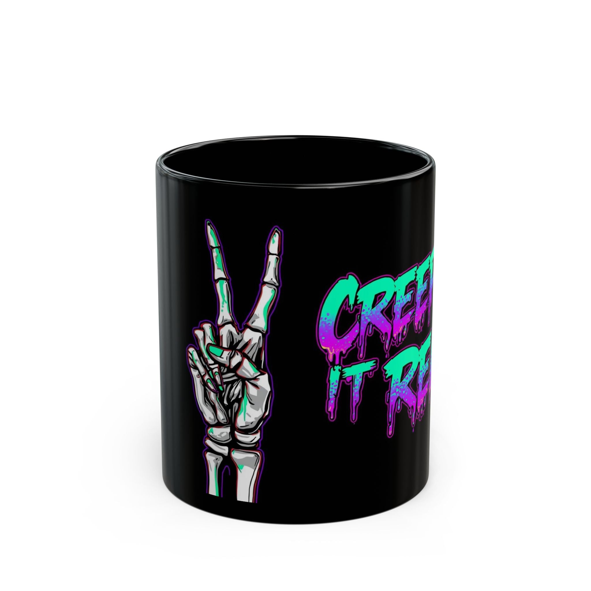 Cool Graphic Mug with Creep It Real Design, Perfect for Halloween, Coffee Lovers, Gift for Friends, Unique Art Mug, Quote Mug