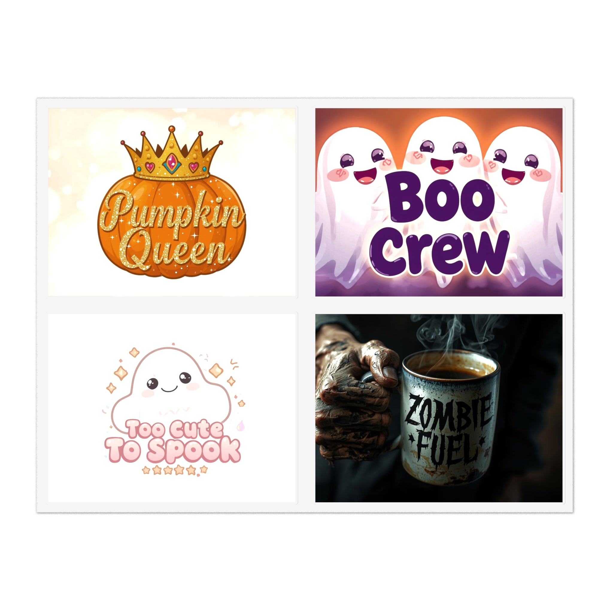 Halloween Sticker Sheets, Cute Ghost Stickers, Boo Crew Decor, Pumpkin Queen Art, Ghoul Fuel Party Decor, Witch's Brew Fun
