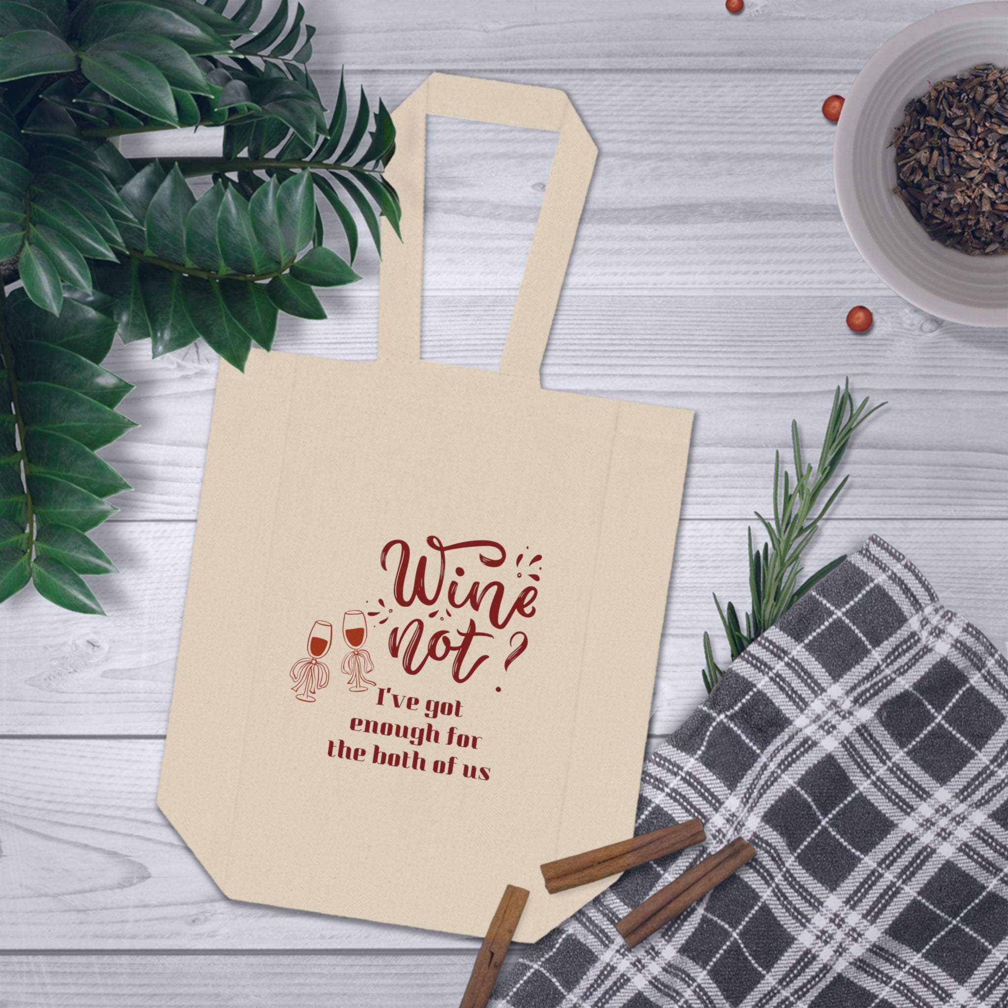 Double Wine Tote Bag - Perfect for Picnics, Parties, Gift for Wine Lovers, Wine Night, Unique Wedding Favor