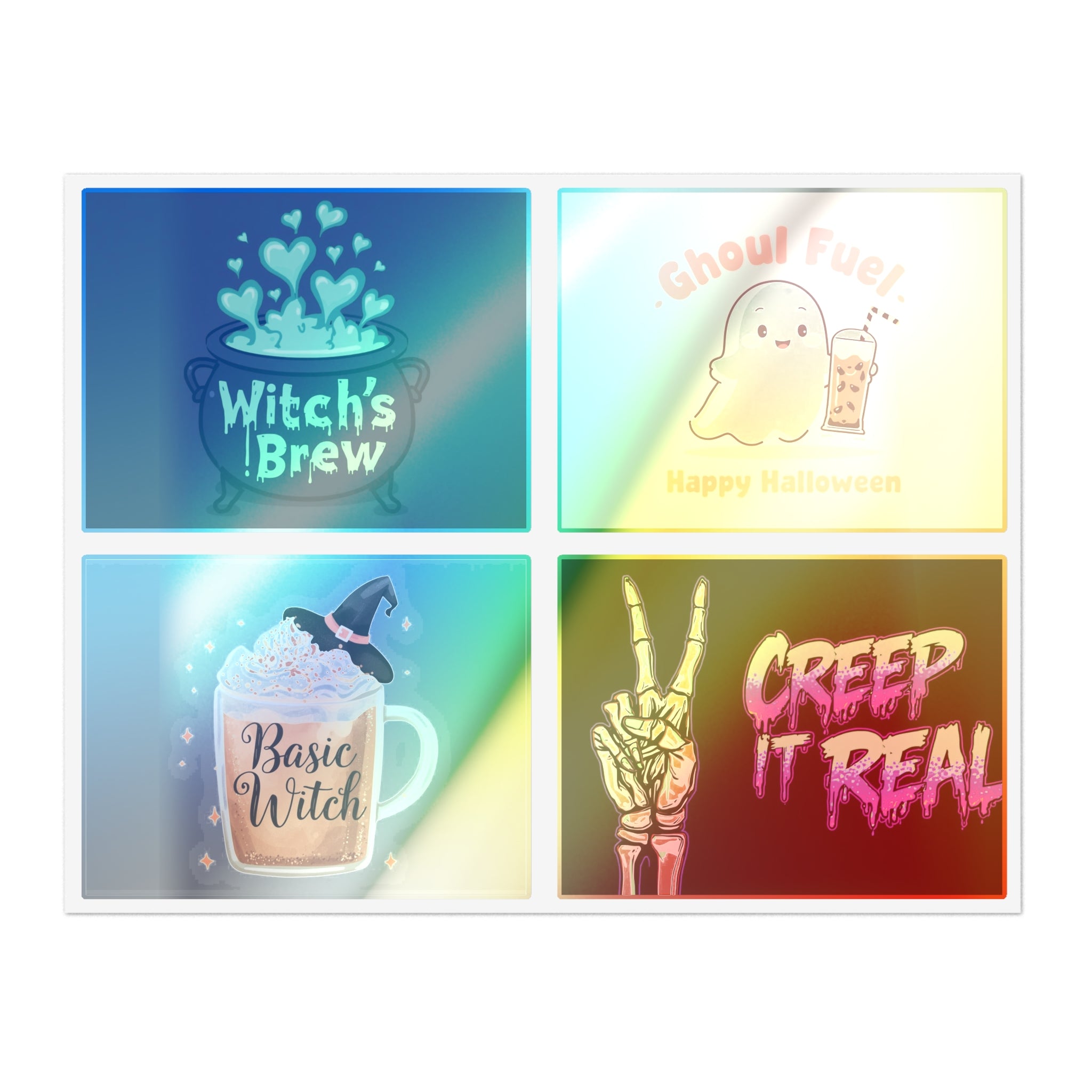 Sticker Sheets - Halloween Witch's Brew, Ghoul Fuel, Basic Witch, Creep It Real | Spooky Decor, Party Favors