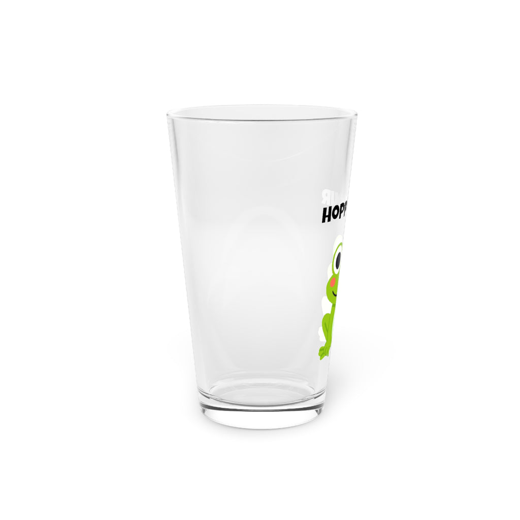 Hoppy Hour Pint Glass, Fun Frog Design Beer Glass, 16oz Drinking Glass, Perfect for Parties, Gifts for Beer Lovers, Barware, Funny Drinkware