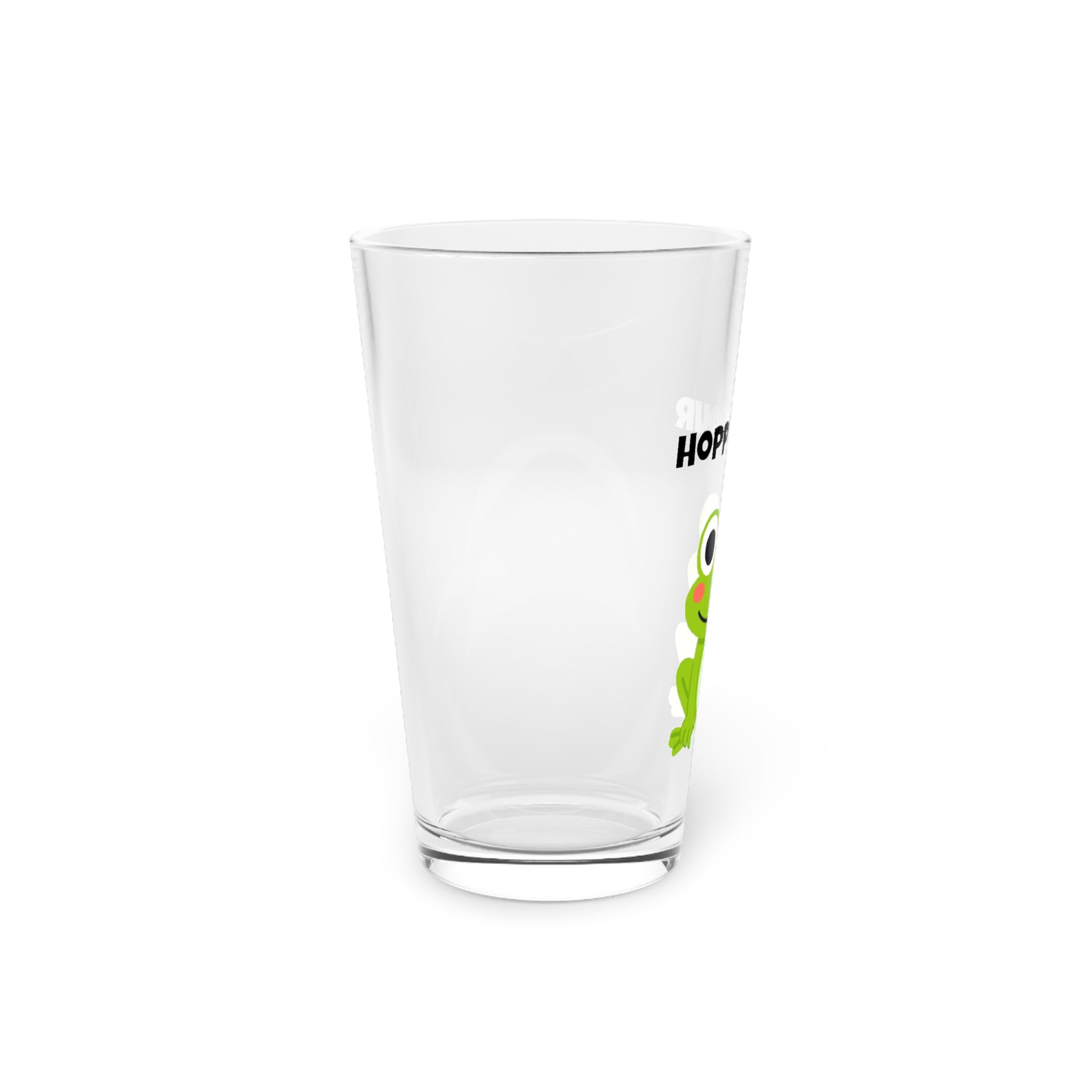 Hoppy Hour Pint Glass, Fun Frog Design Beer Glass, 16oz Drinking Glass, Perfect for Parties, Gifts for Beer Lovers, Barware, Funny Drinkware