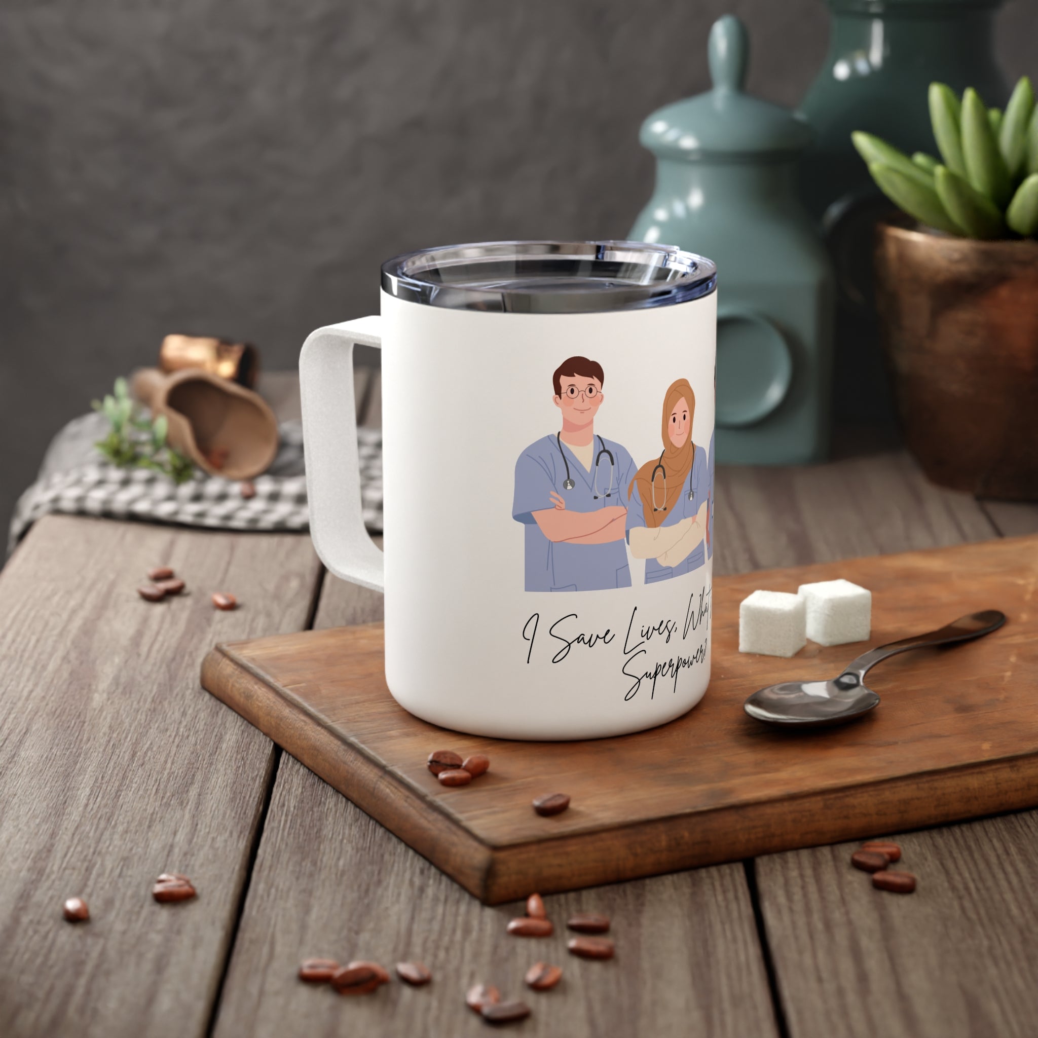 Insulated Coffee Mug - I Save Lives, What's Your Superpower? Gift for Healthcare Workers, Nurse Mug, Medical Professional Cup, [...]