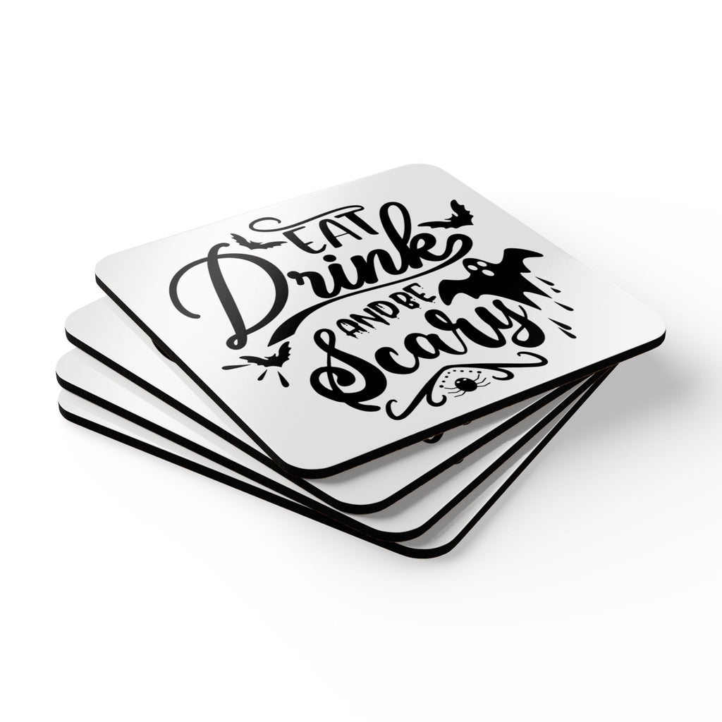 Cute Halloween Ghost Coaster Set | Cork Drink Coasters, Fall Decor, Gift for Halloween Lovers, Home Bar Accessories, Seasonal Tableware