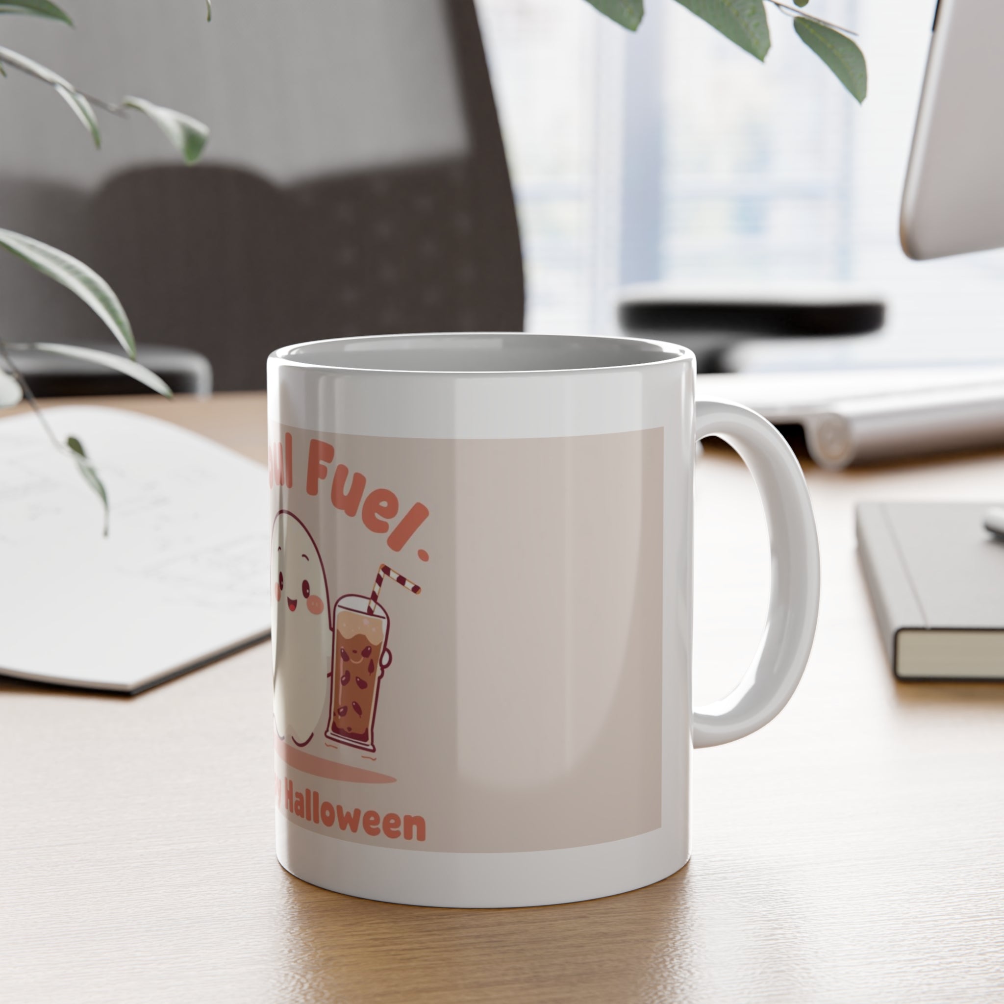 Happy Halloween Ghost Mug, Ghoul Fuel Coffee Cup, Spooky Decor, Cute Halloween Gift, Autumn Beverage Mug, Fall Celebration Drinkware