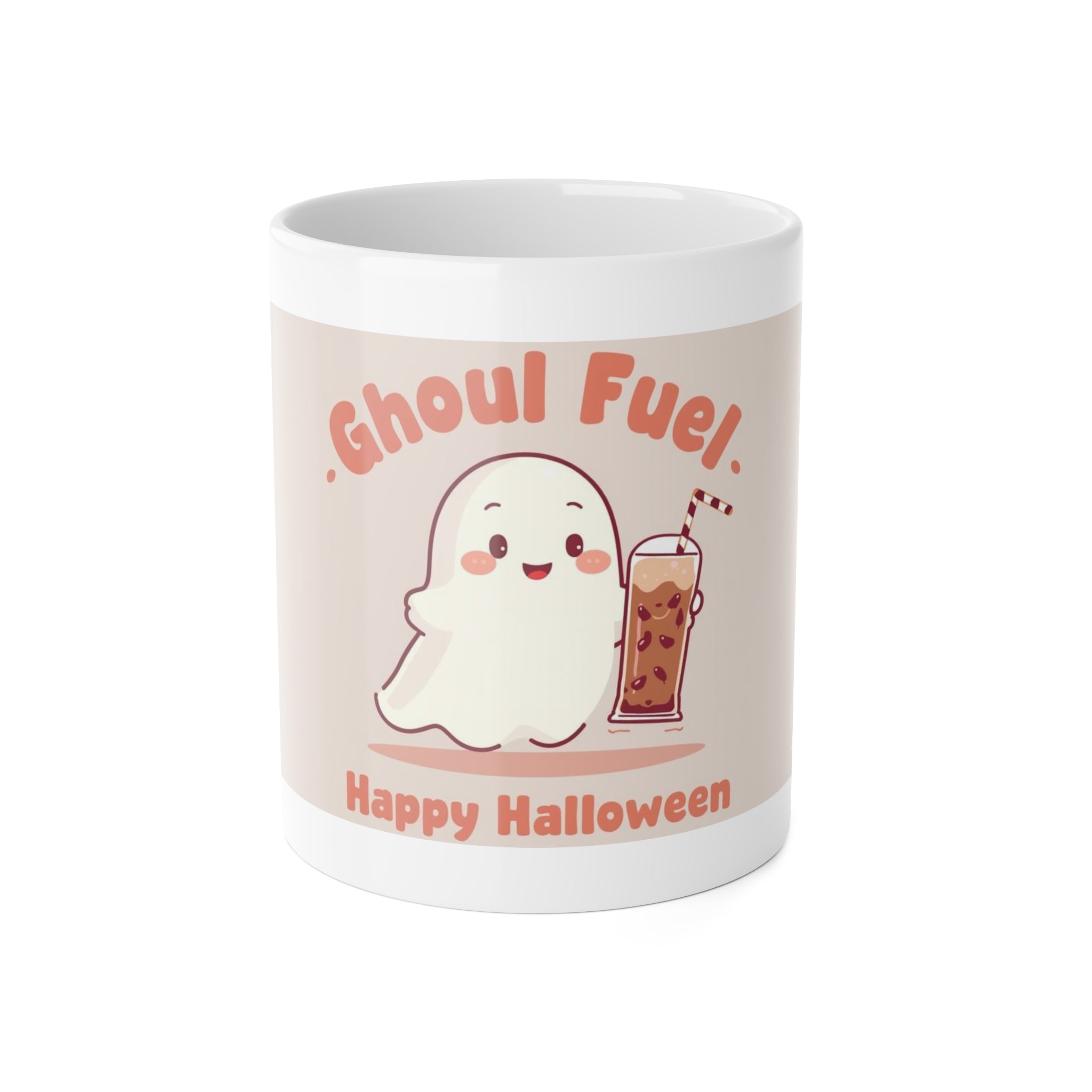 Happy Halloween Ghost Mug, Ghoul Fuel Coffee Cup, Spooky Decor, Cute Halloween Gift, Autumn Beverage Mug, Fall Celebration Drinkware