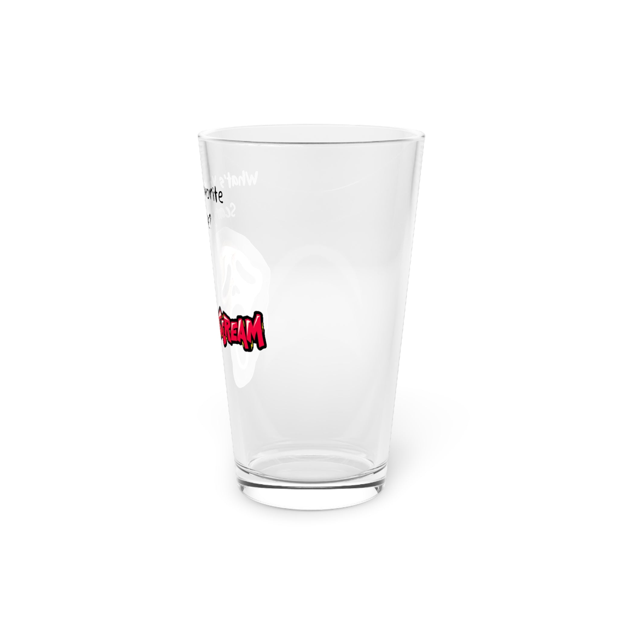 Scream Halloween-Themed Pint Glass, Scary Movie Lover's Gift, Ghost Face Scream Glass, Unique Barware, Fun Party Drinkware