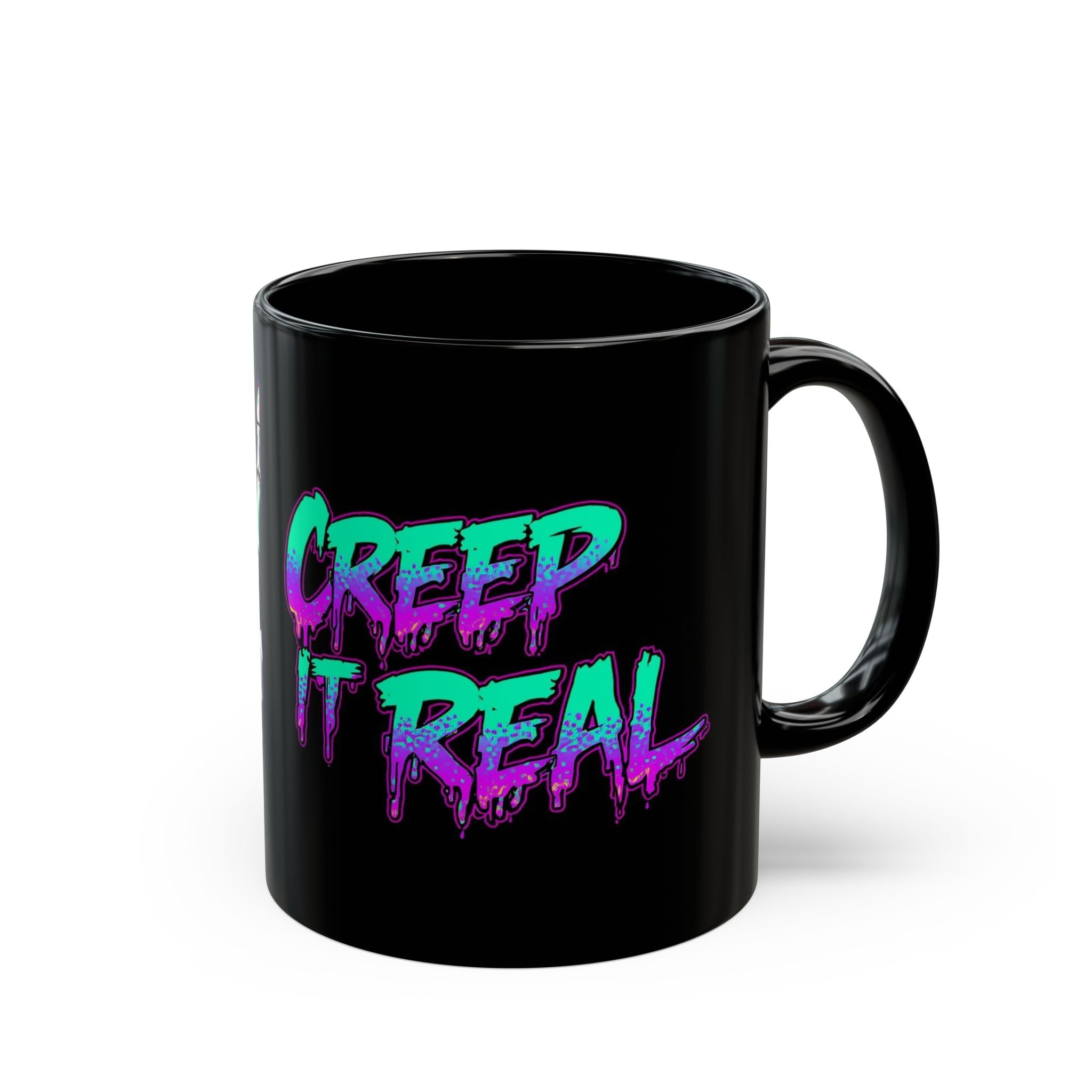 Cool Graphic Mug with Creep It Real Design, Perfect for Halloween, Coffee Lovers, Gift for Friends, Unique Art Mug, Quote Mug