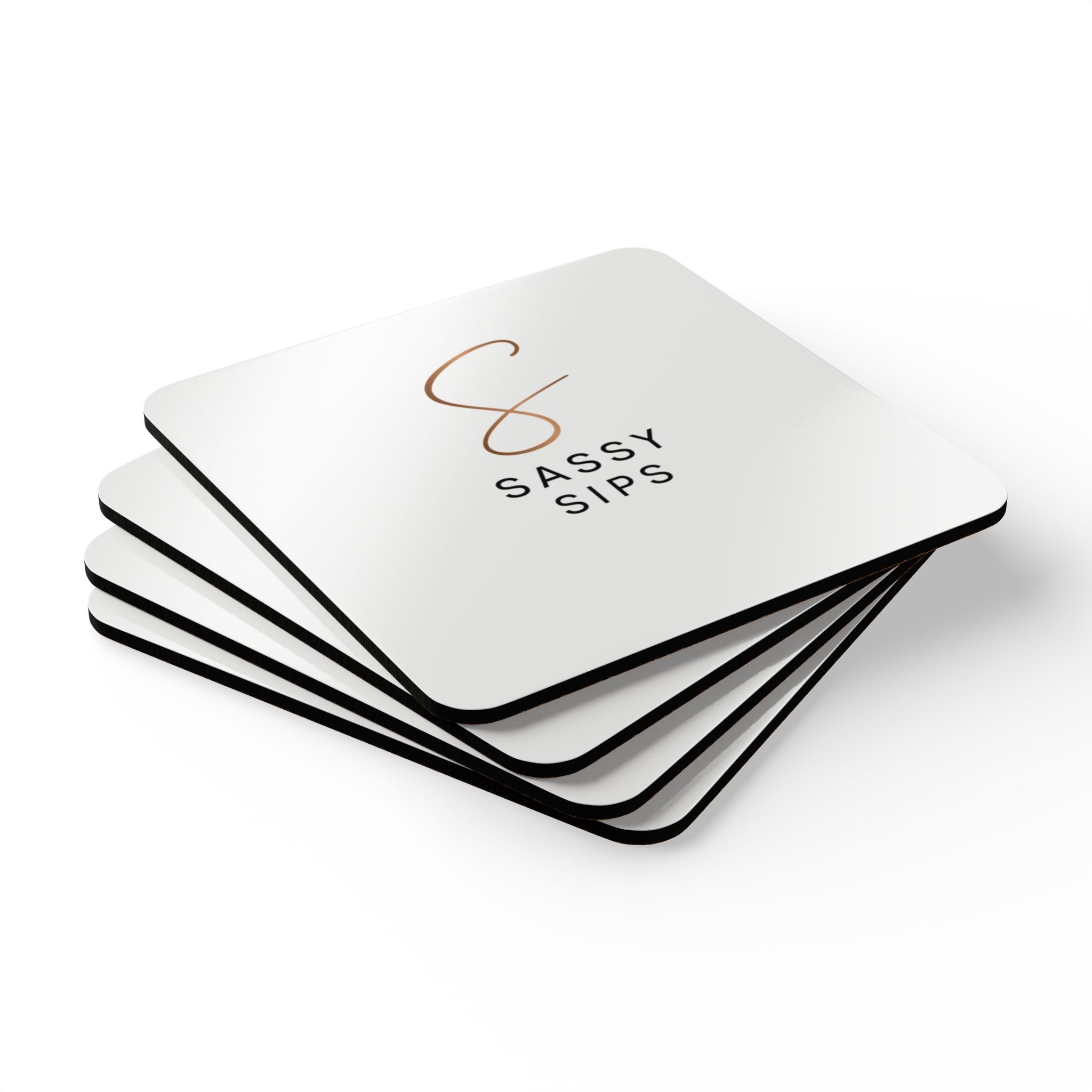 Stylish Cork Coaster Set | Rustic Home Decor, Unique Gift for Homeowners, Barware Essentials, Housewarming Present, Sassy Sips Coasters