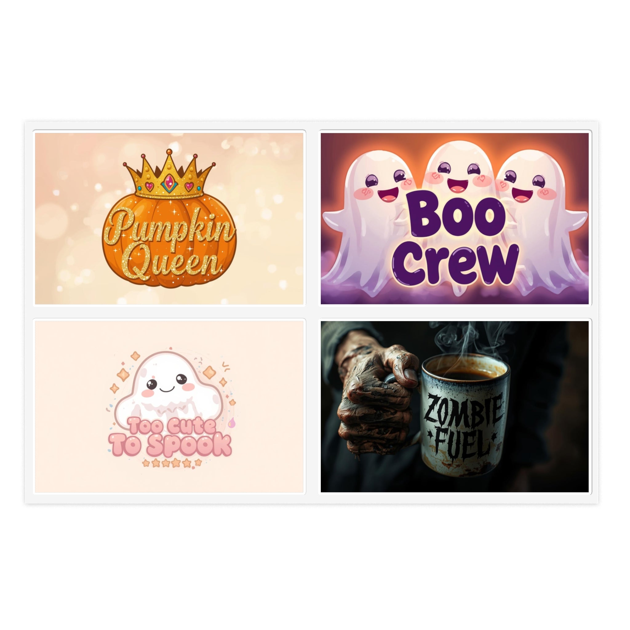 Halloween Sticker Sheets, Cute Ghost Stickers, Boo Crew Decor, Pumpkin Queen Art, Ghoul Fuel Party Decor, Witch's Brew Fun